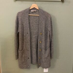 Everlane Oversized Alpaca Pocket Cardigan Sweater Heathered Gray Size XS